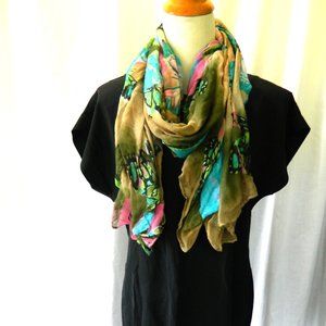 Fashion Scarf Sarong Wrap Butterfly Flowers 68"x40"